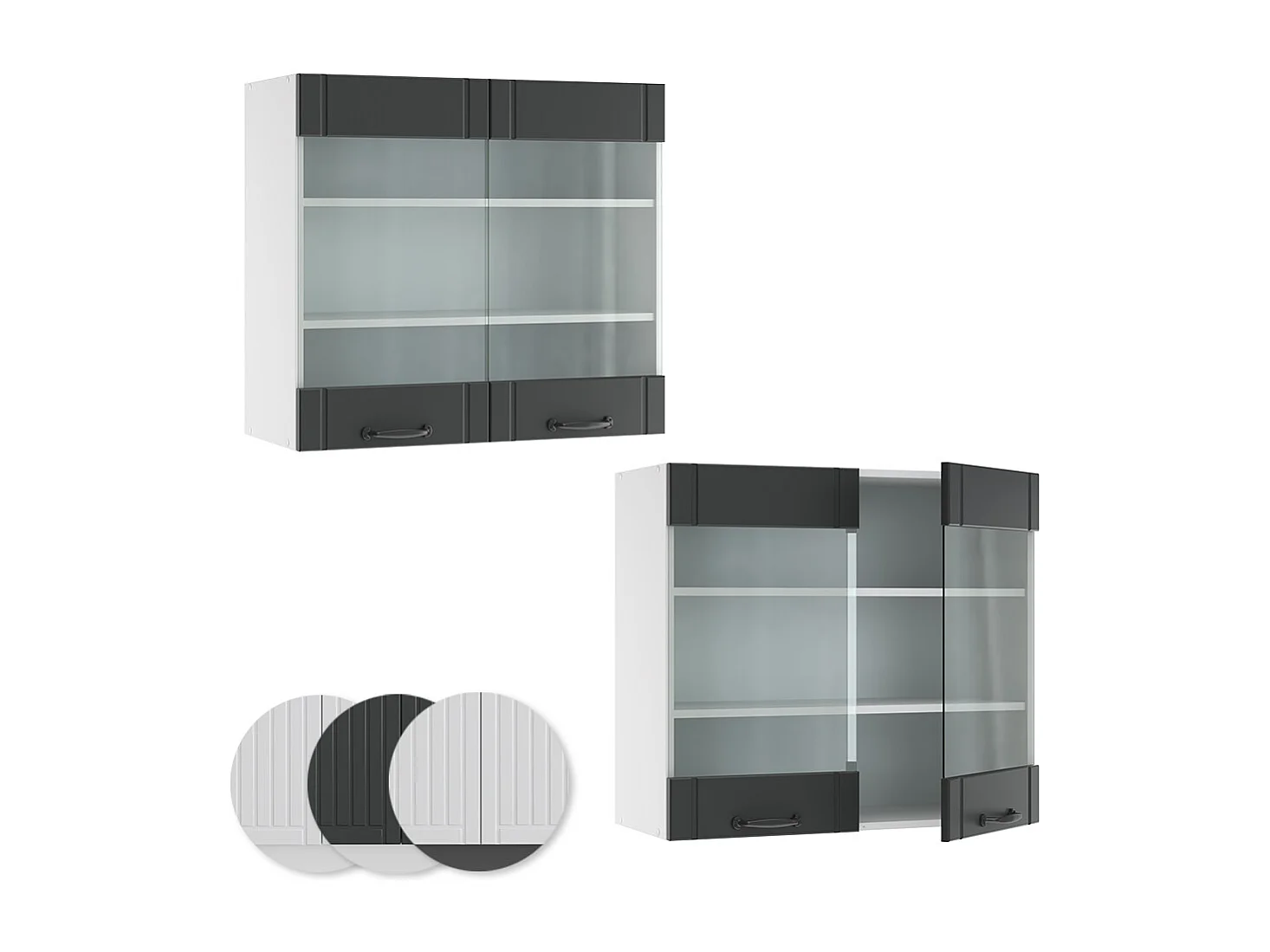 Glazen keukenkast antraciet landhuis 80x34.1x72 fame-line