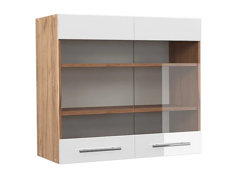 Armario de cocina con vidrio blanco alto brillo 80x34.1x72 fame-line