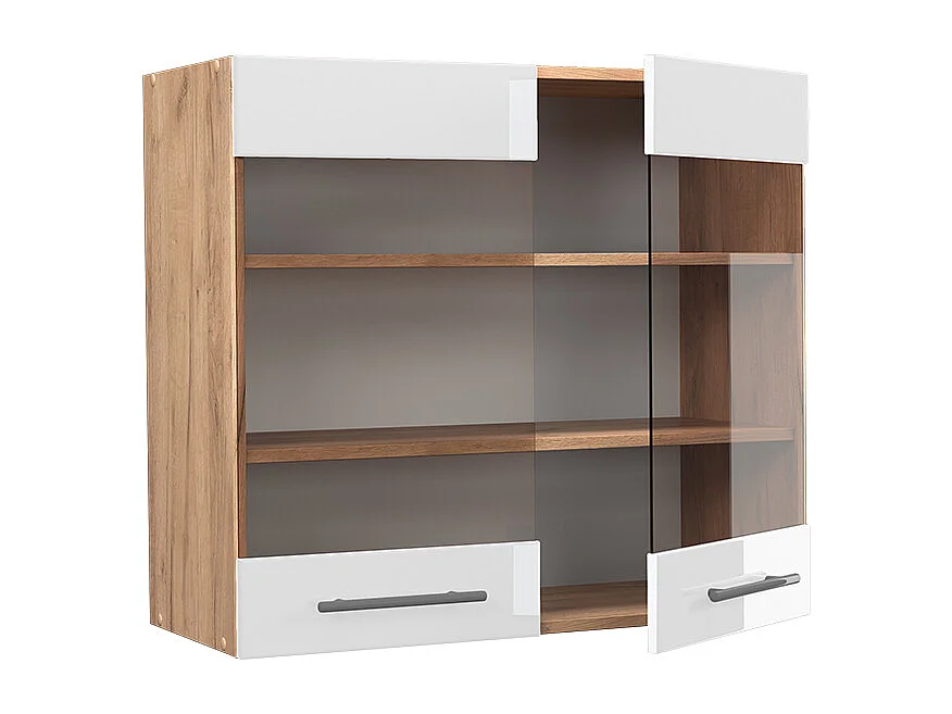 Armario de cocina con vidrio blanco alto brillo 80x34.1x72 fame-line