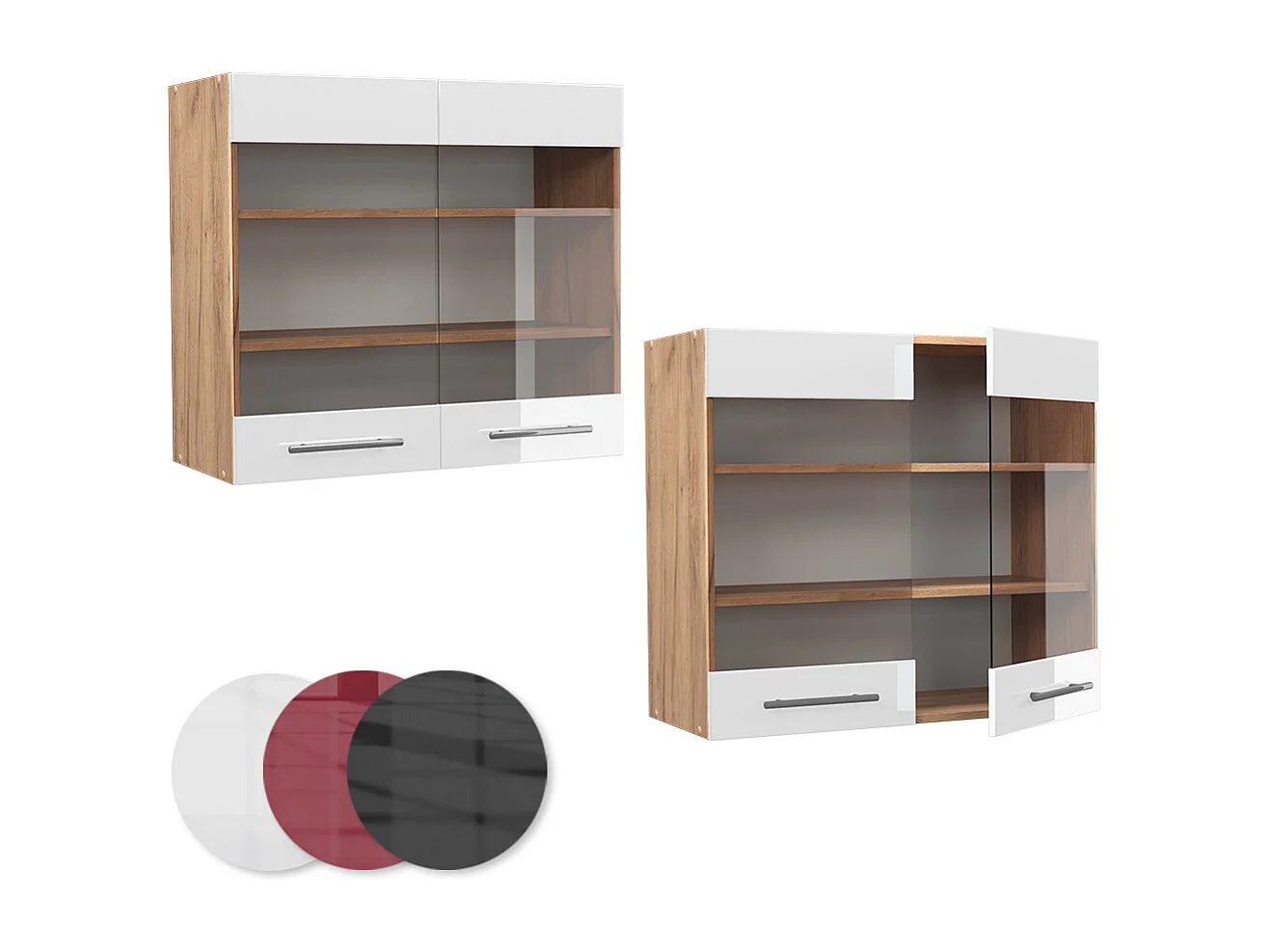 Armario de cocina con vidrio blanco alto brillo 80x34.1x72 fame-line