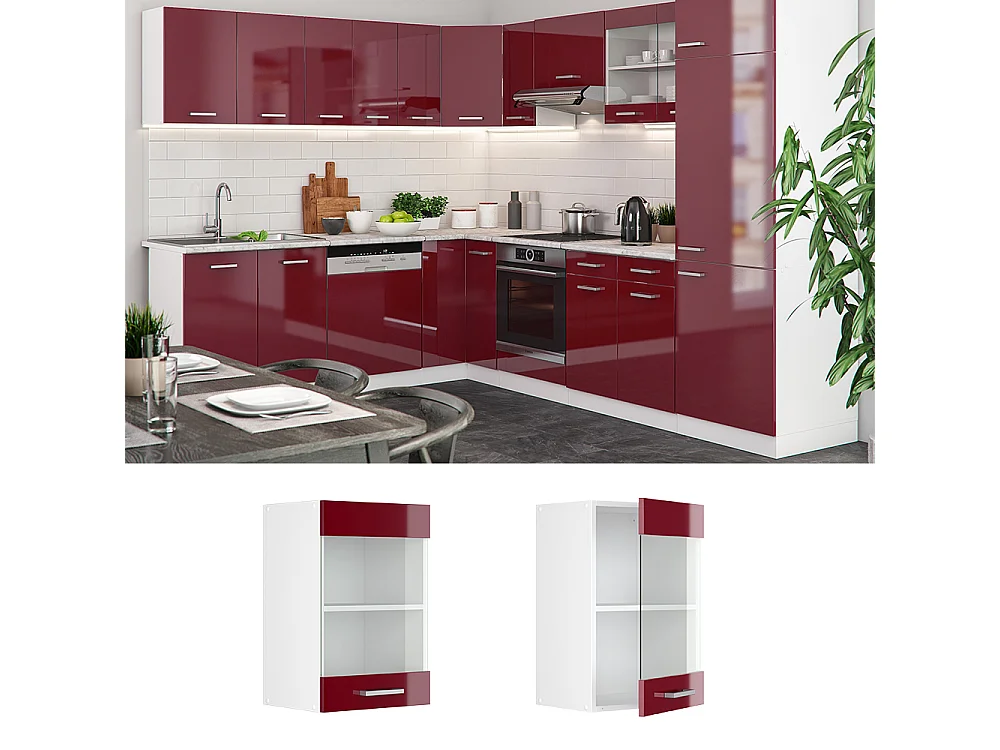 Armoire en verre rouge brillant 40x31x60 r-line