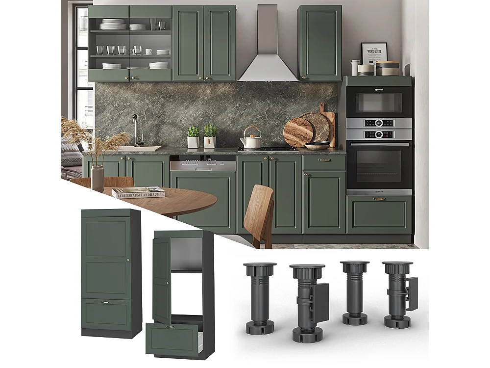 Armoire micro-ondes vert or campagne 60x58.1x153.6 fame-line