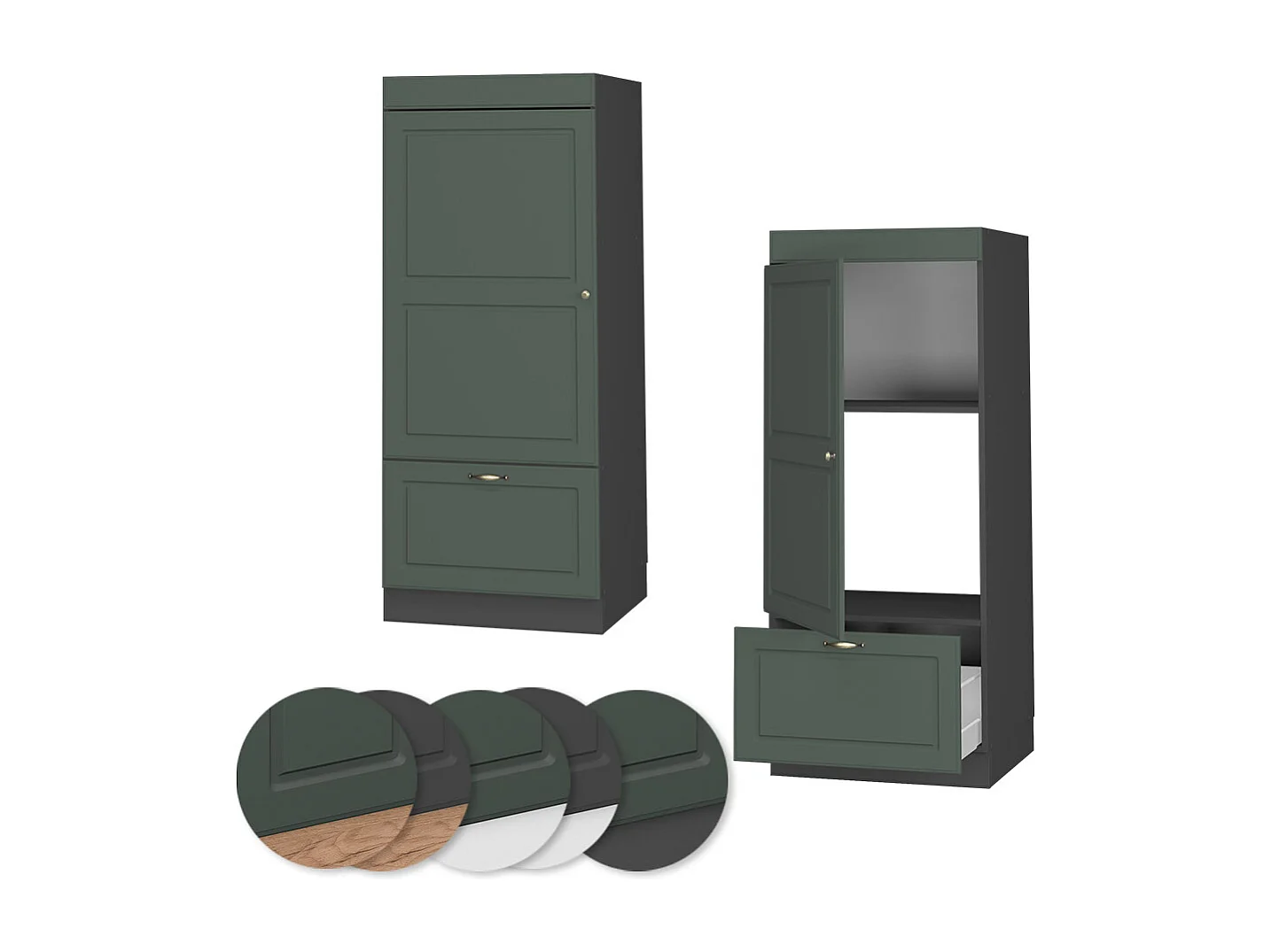 Armoire micro-ondes vert or campagne 60x58.1x153.6 fame-line