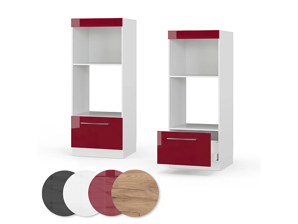 Armoire micro-ondes rouge bordeaux haute brillance 60x58.1x153.6 fame-line