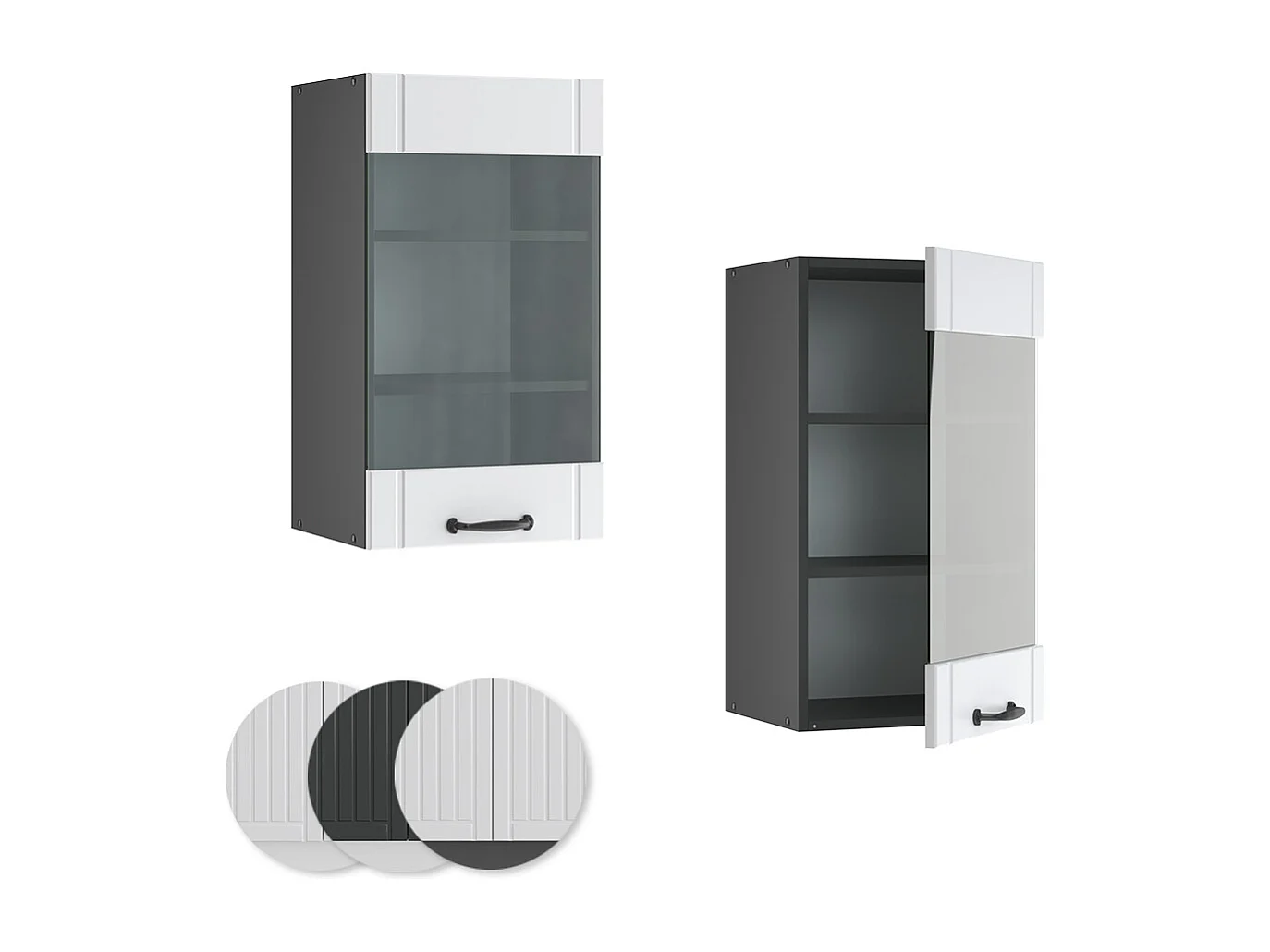 Armario de cocina con vidrio blanco casa de campo 40x34.1x72 fame-line