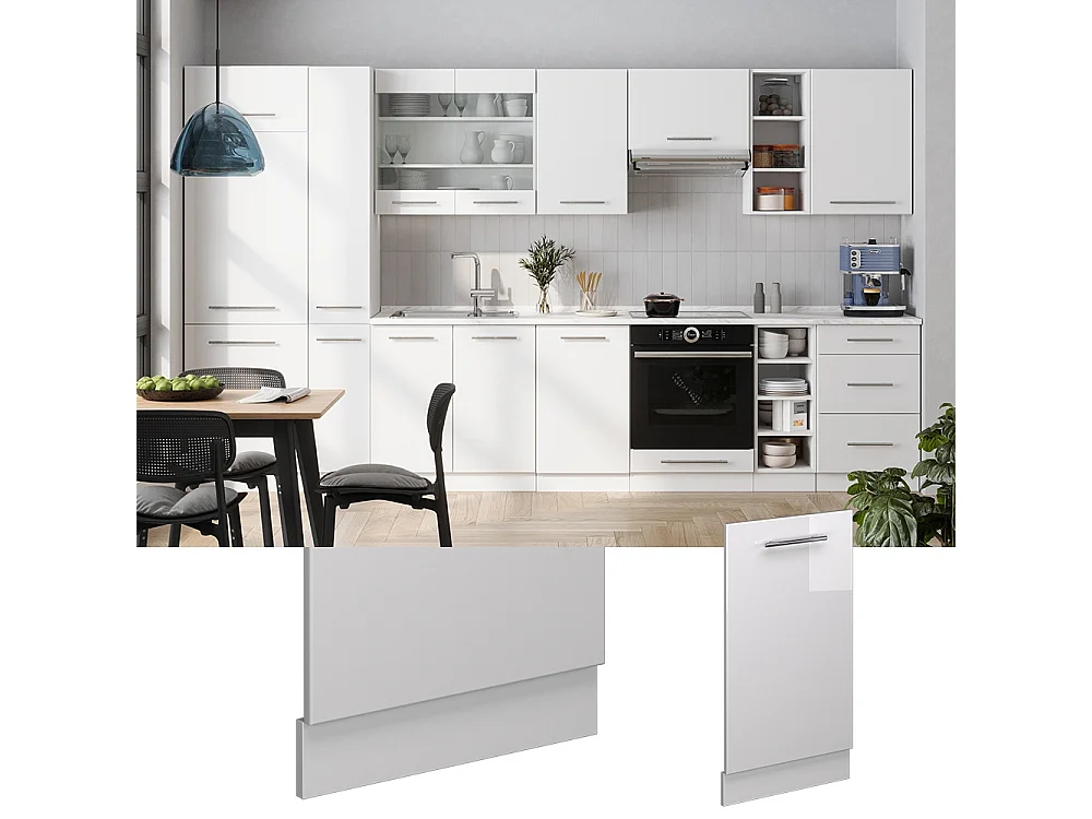 Dishwasher front panel white high gloss 45x1.6x81.8 fame-line