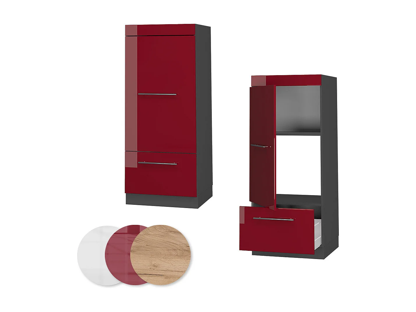 Armoire micro-ondes rouge bordeaux haute brillance 60x58.1x153.6 fame-line