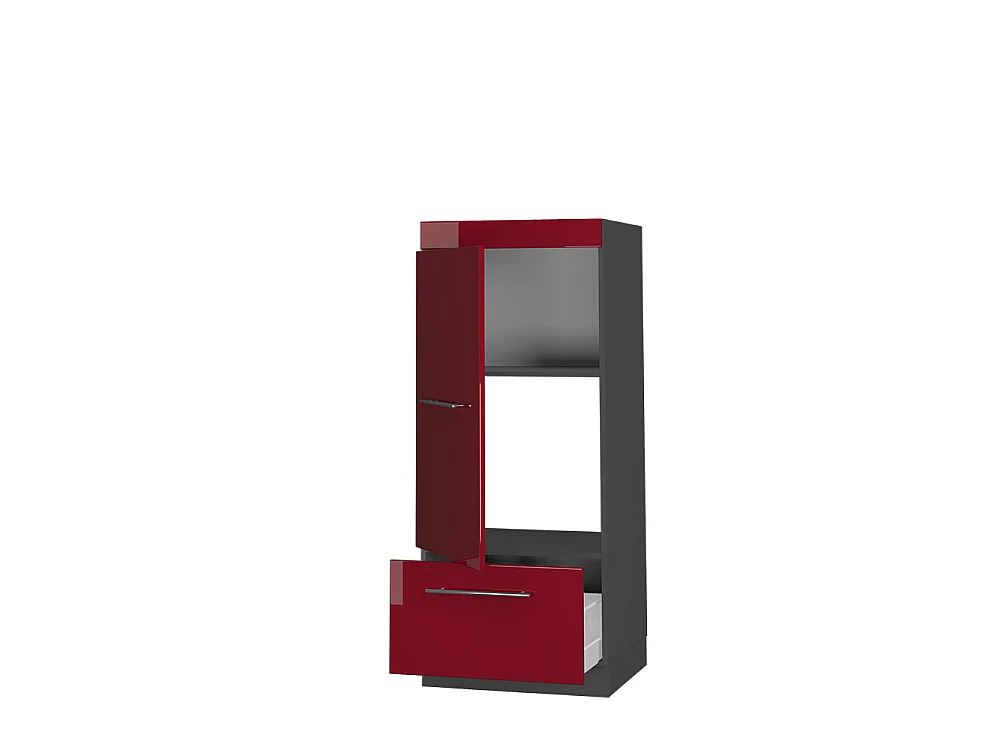 Armoire micro-ondes rouge bordeaux haute brillance 60x58.1x153.6 fame-line