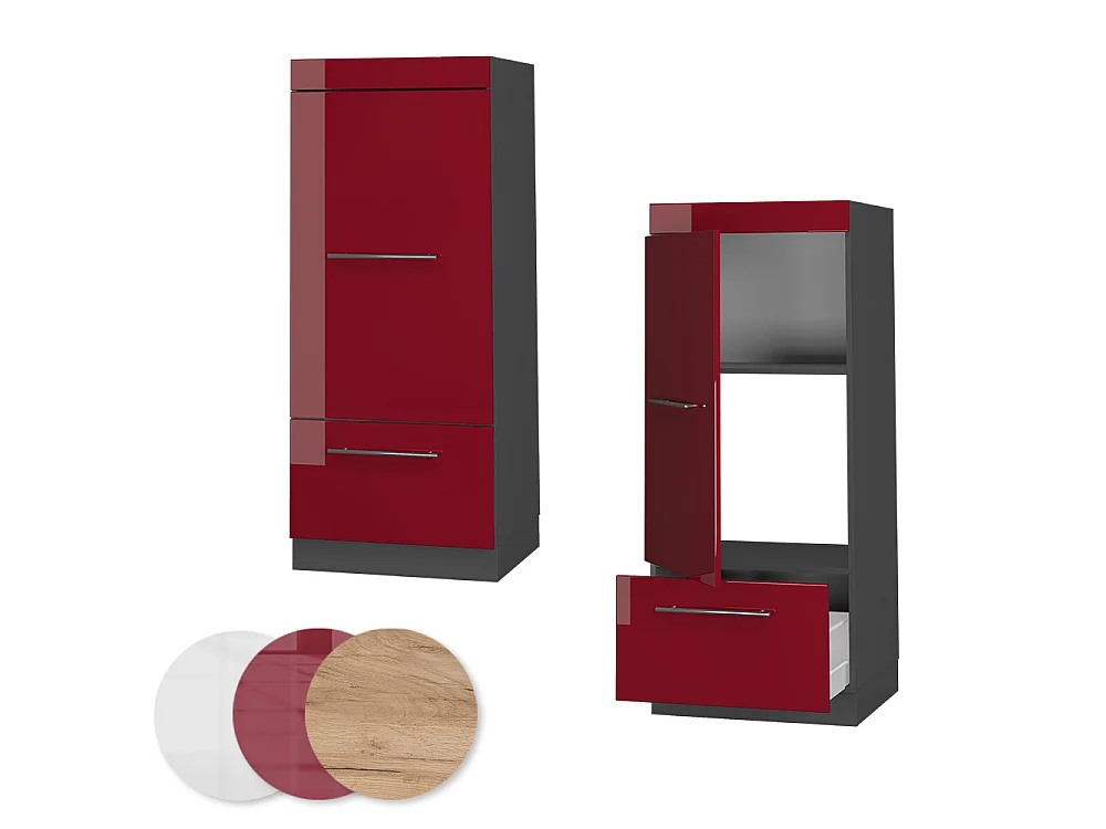 Armoire micro-ondes rouge bordeaux haute brillance 60x58.1x153.6 fame-line