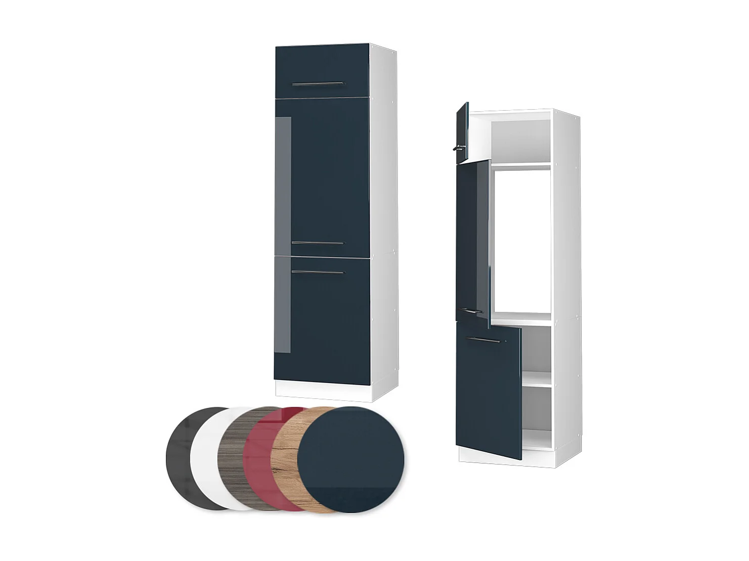 Armoire pour frigo bleu foncé brillant 60x58.1x206.8 fame-line