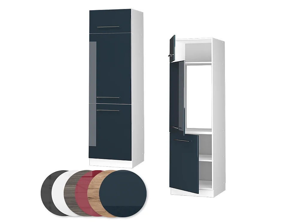 Armario para frigorífico empotrado azul oscuro alto brillo 60x58.1x206.8 fame-line