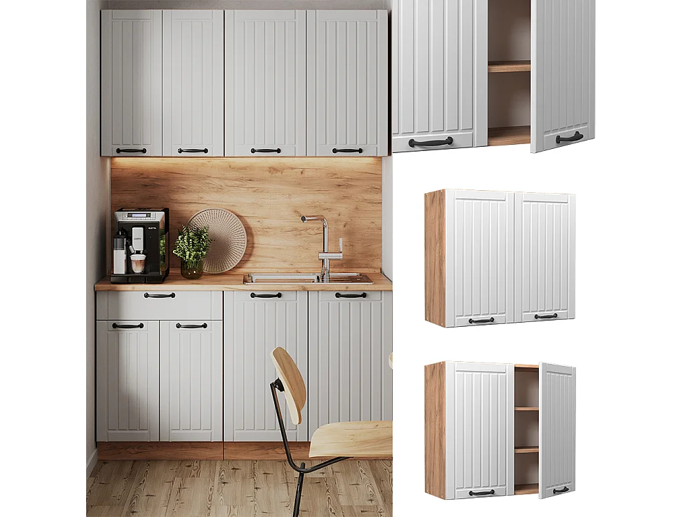 Armoire en verre blanc campagne 80x34.1x72 fame-line