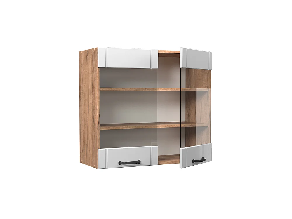 Glazen keukenkast wit landhuis 80x34.1x72 fame-line