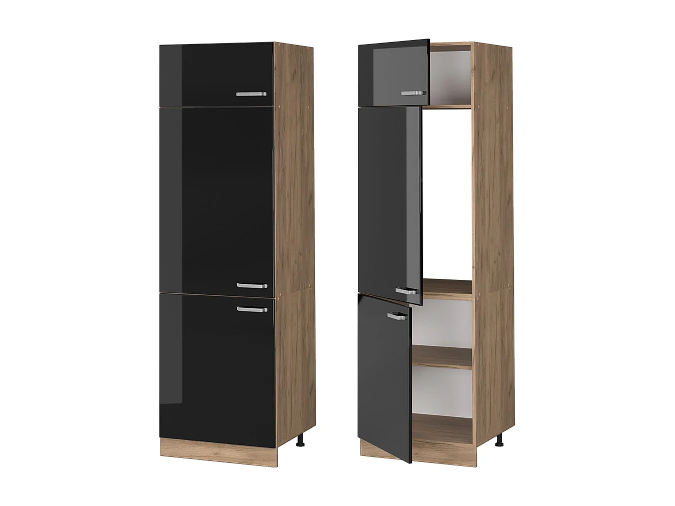 Armoire pour frigo noir haute brillance 60x57.2x206.8 r-line