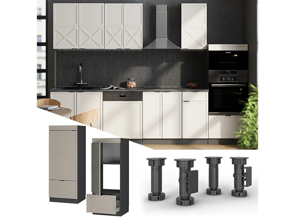 Armoire micro-ondes grisbeige 60x58.1x153.6 fame-line