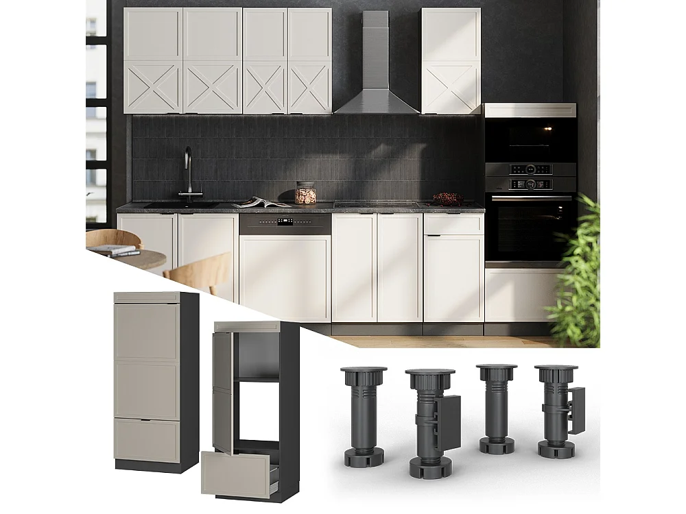 Armoire micro-ondes grisbeige 60x58.1x153.6 fame-line