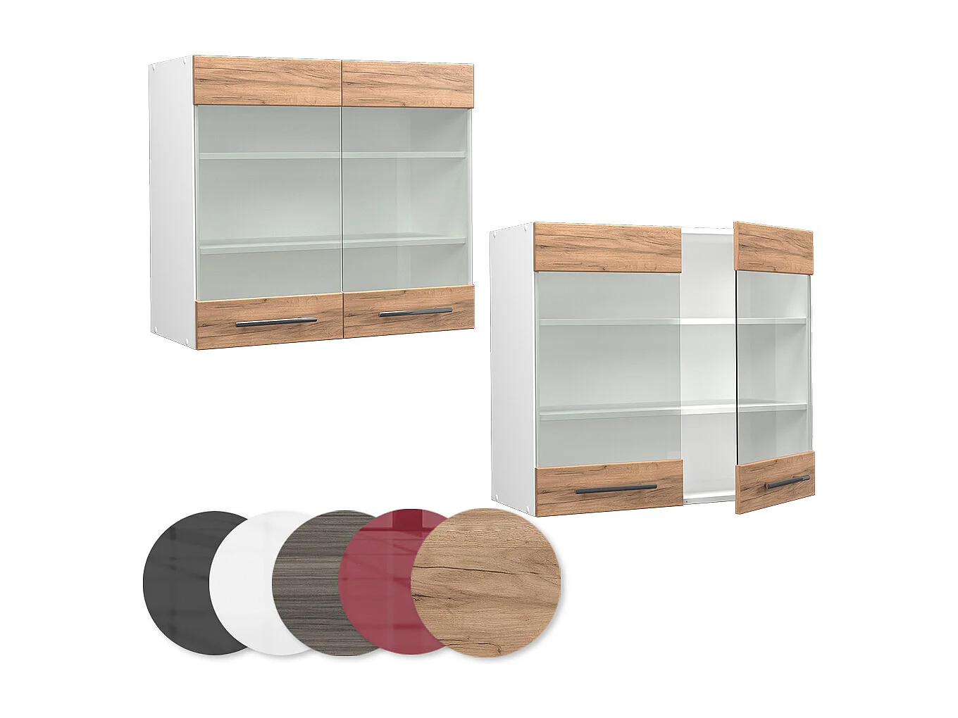 Armoire en verre chêne de force doré 80x34.1x72 fame-line