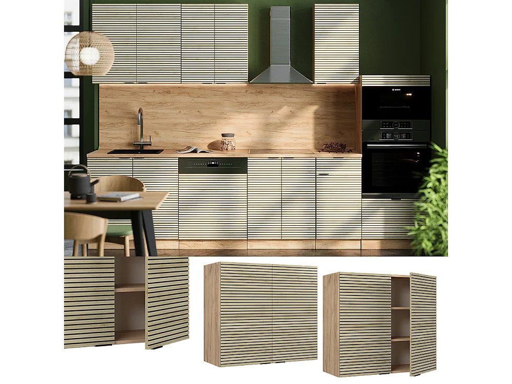 Küchenglasschrank eiche paneel 80x34.1x72 fame-line