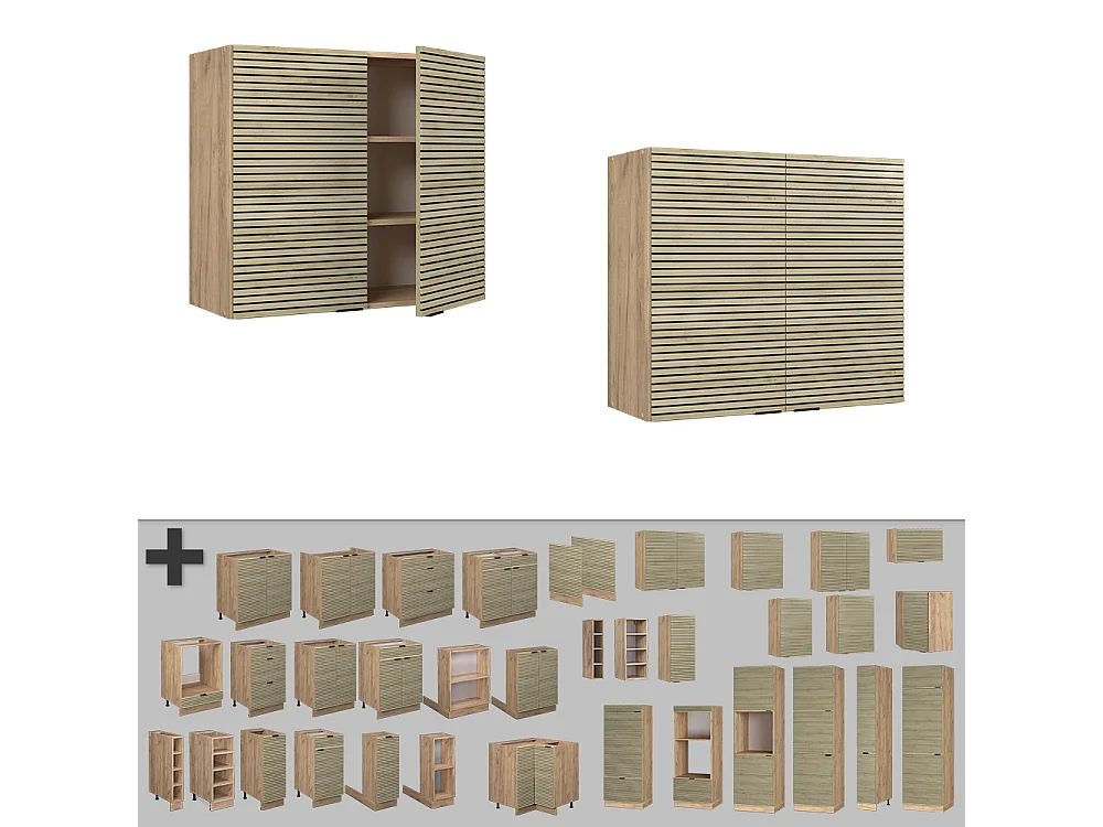 Küchenglasschrank eiche paneel 80x34.1x72 fame-line