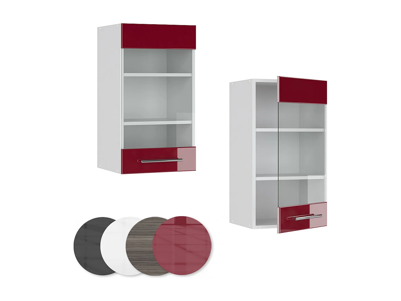 Armoire en verre rouge bordeaux haute brillance 40x34.1x72 fame-line