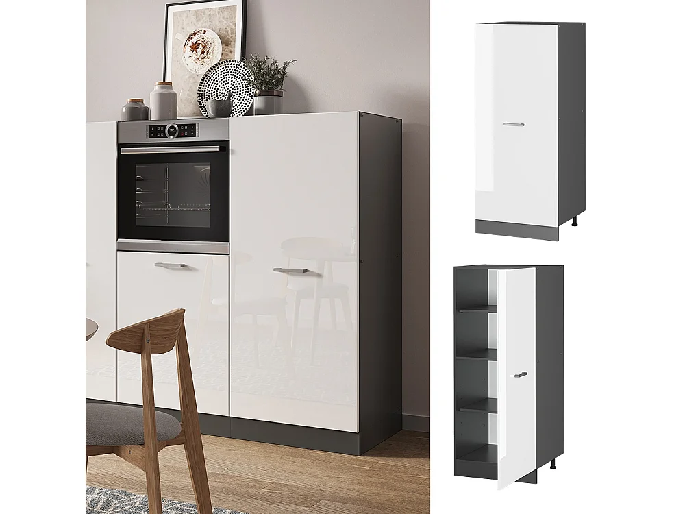 Tall cabinet white high gloss 60x57x143 r-line