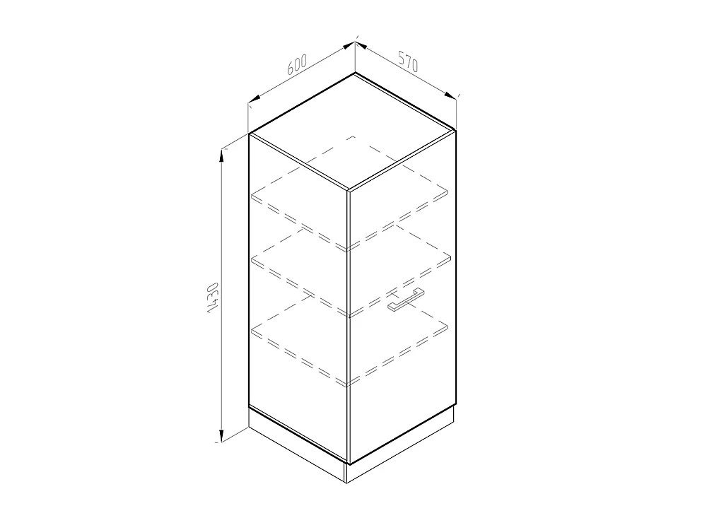 Tall cabinet white high gloss 60x57x143 r-line