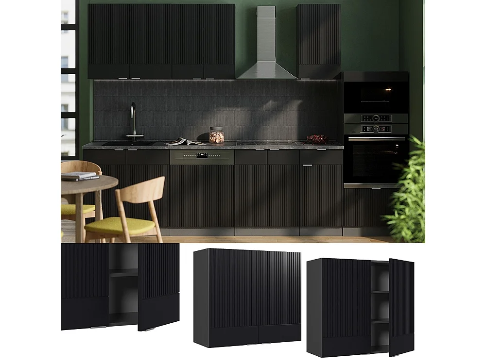 Mobile da cucina in vetro Nero rigato 80x34.1x72 fame-line