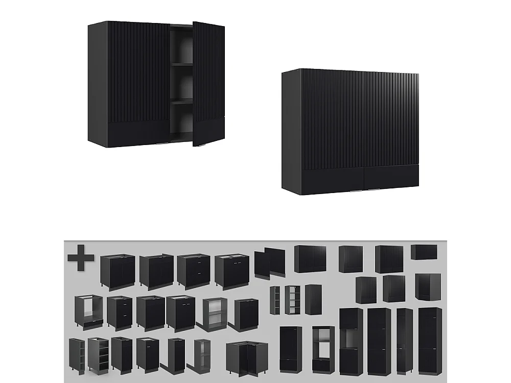 Mobile da cucina in vetro Nero rigato 80x34.1x72 fame-line
