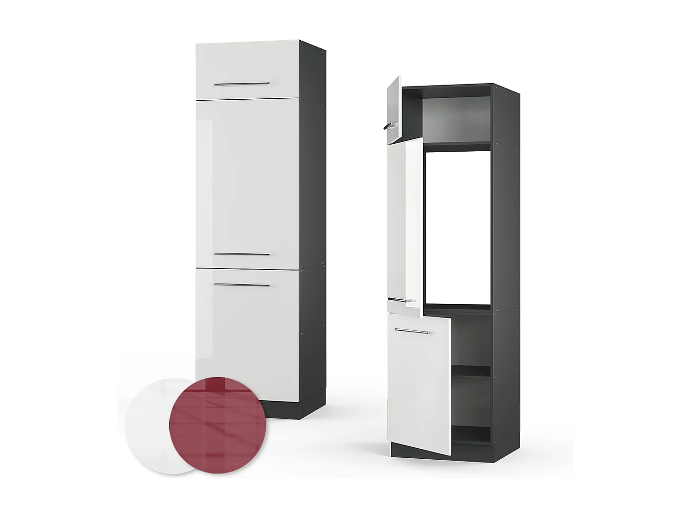 Armoire pour frigo blanc haute brillance 60x58.1x206.8 fame-line