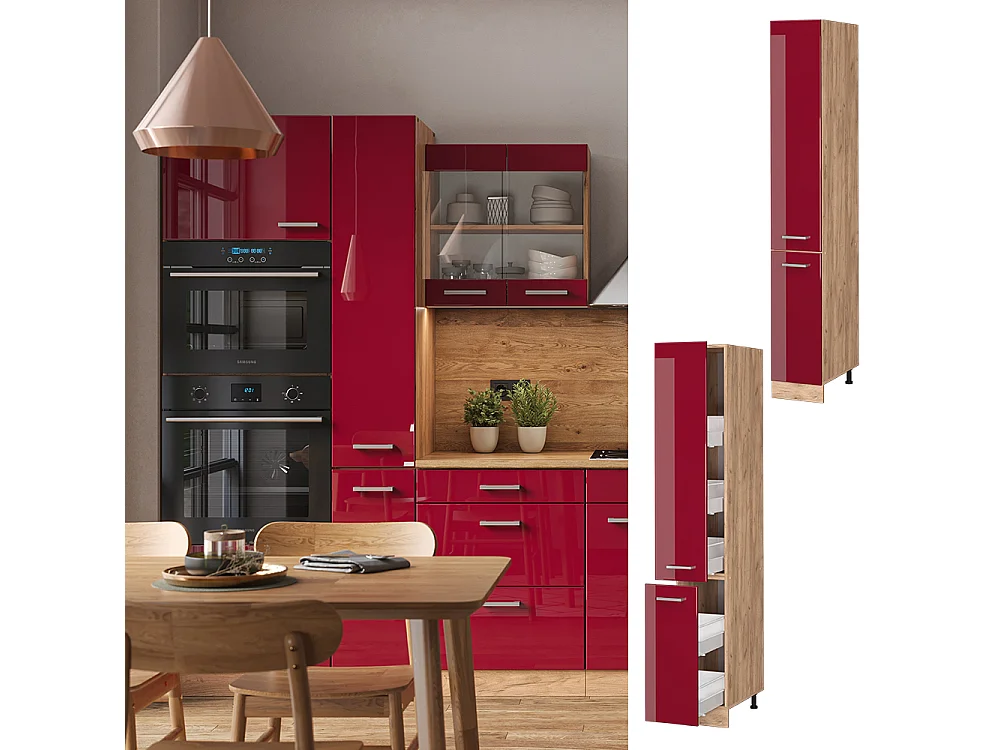 Armario de farmacia rojo de alto brillo 30x57.2x206.8 r-line