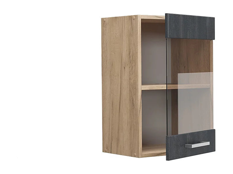 Armario de cocina con vidrio hormigón negro 40x31x60 r-line