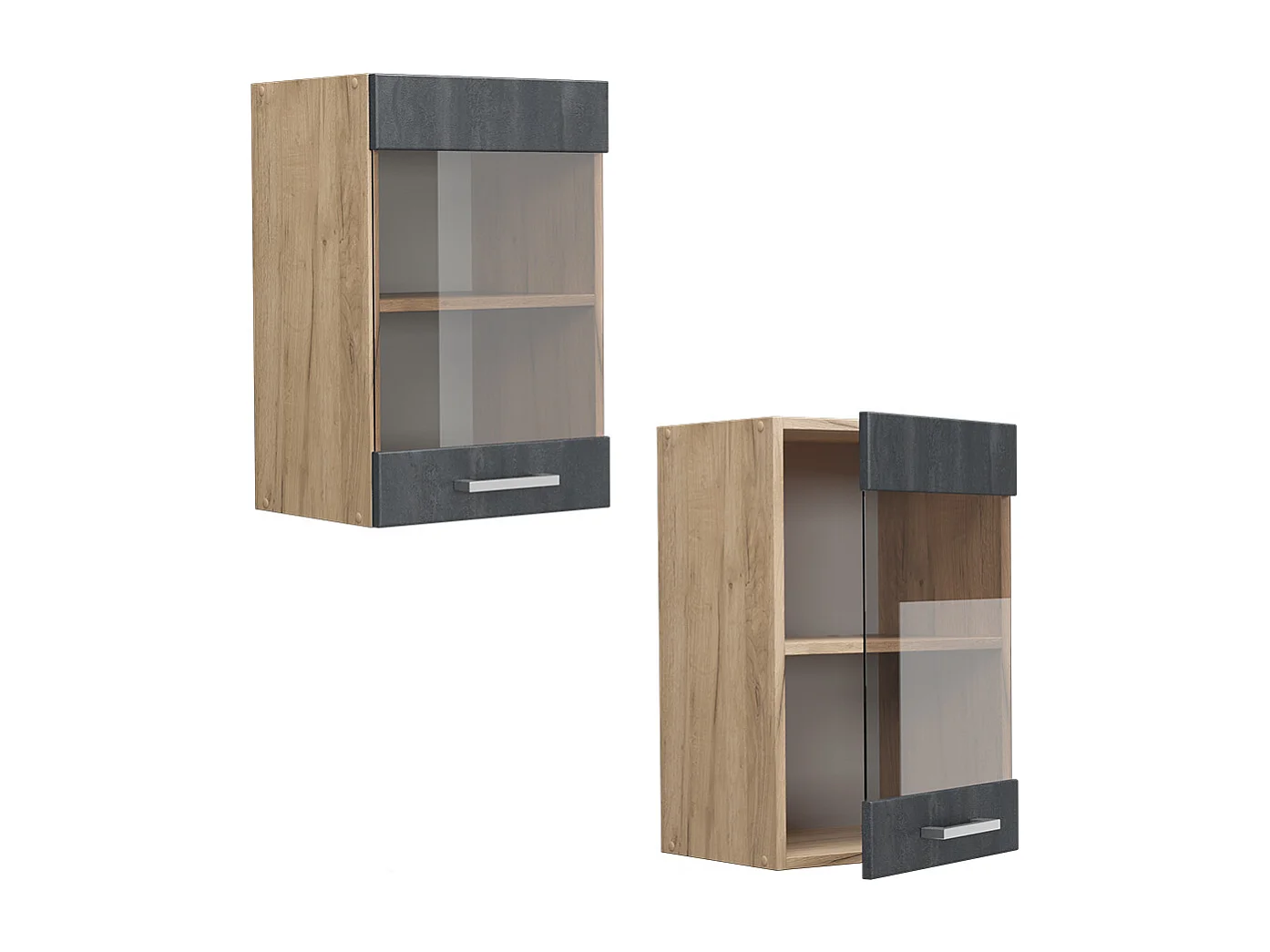 Armario de cocina con vidrio hormigón negro 40x31x60 r-line