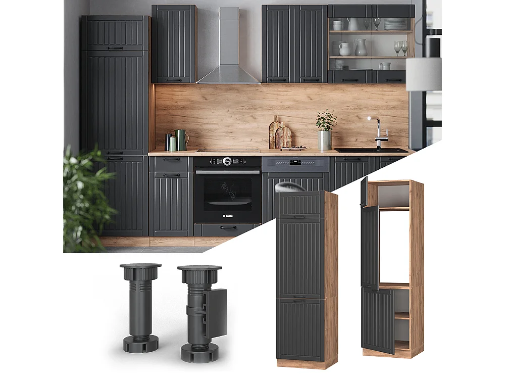 Armario para frigorífico empotrado gris oscuro 60x58.1x206.8 fame-line