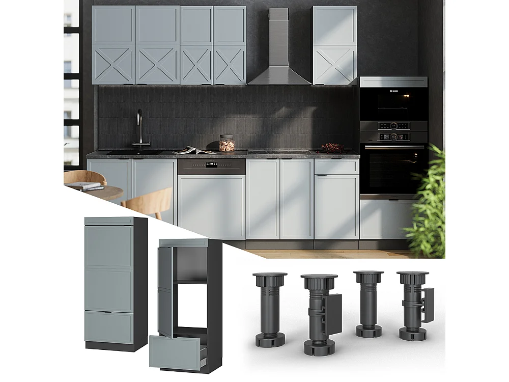 Armoire micro-ondes bleu clair-gris 60x58.1x153.6 fame-line