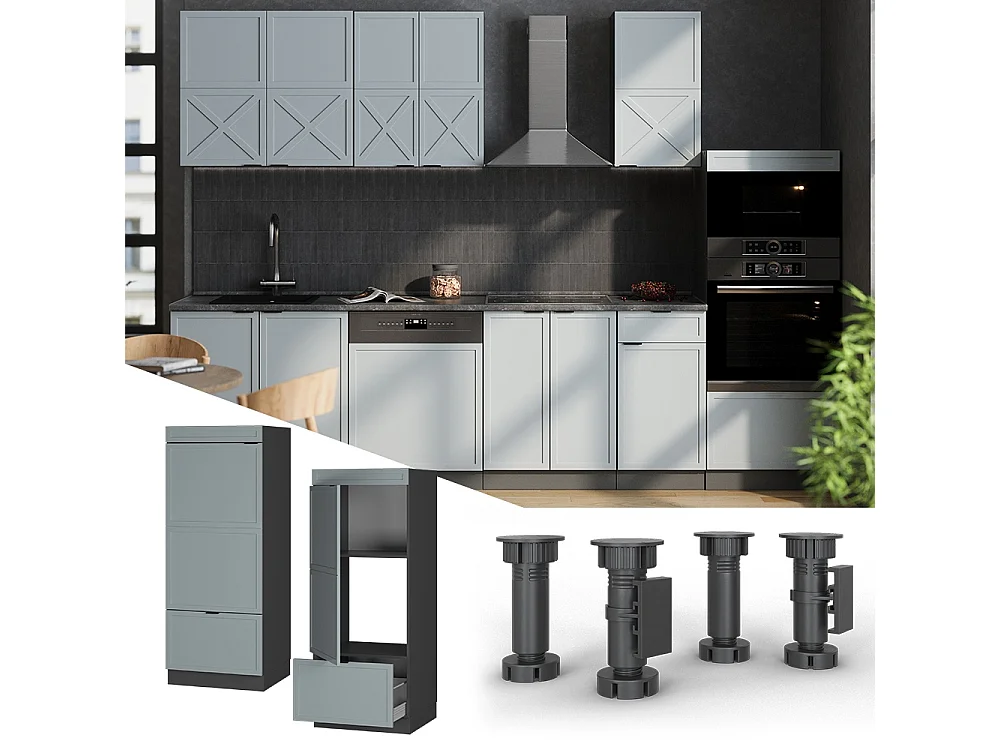 Armoire micro-ondes bleu clair-gris 60x58.1x153.6 fame-line