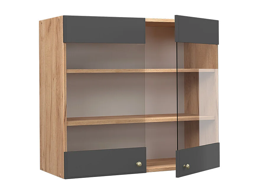 Armario de cocina con vidrio antracita-oro 80x34.1x72 fame-line