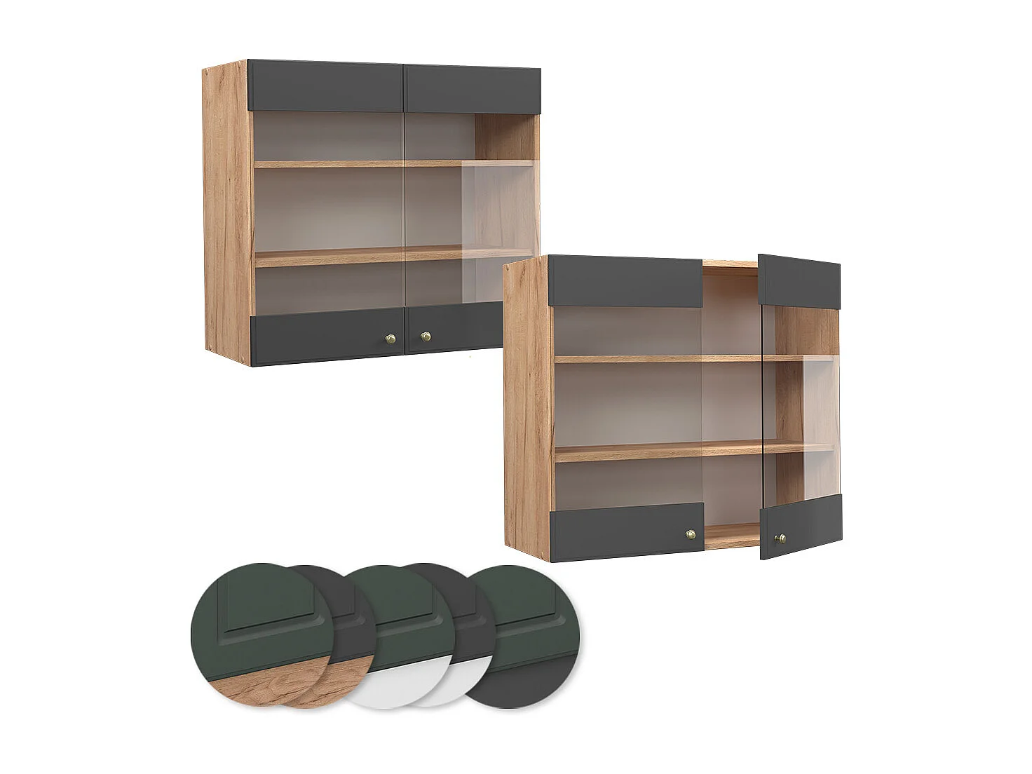 Armoire en verre anthracite-or 80x34.1x72 fame-line