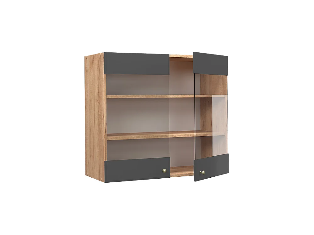 Glass kitchen cabinet anthracite gold 80x34.1x72 fame-line