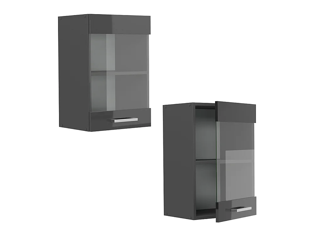Glass kitchen cabinet anthracite high gloss 40x31x60 r-line