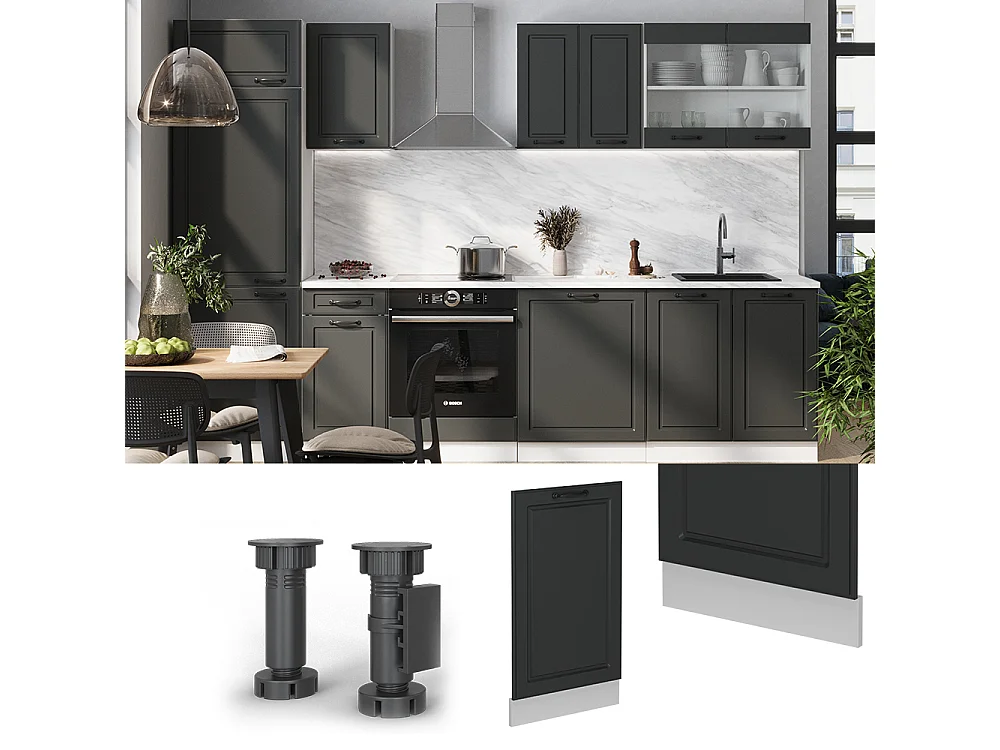 Façade de lave-vaisselle anthracite campagne 45x1.6x81.8 r-line