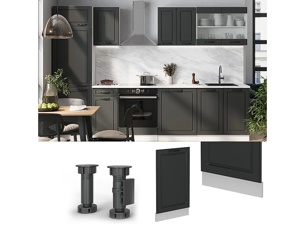 Façade de lave-vaisselle anthracite campagne 45x1.6x81.8 r-line