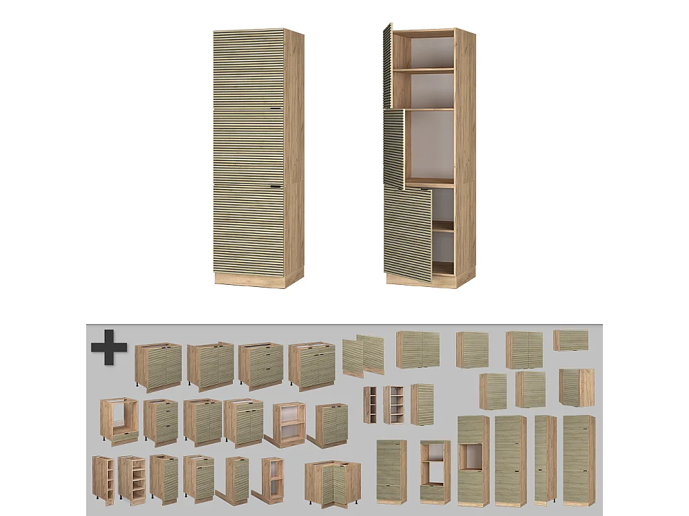 Herdumbauschrank eiche paneel 60x58x206.8 fame-line