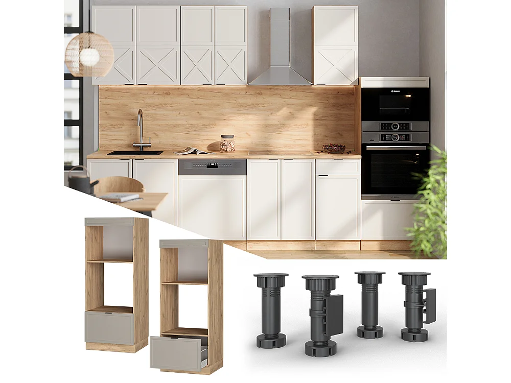 Armoire micro-ondes grisbeige 60x58.1x153.6 fame-line