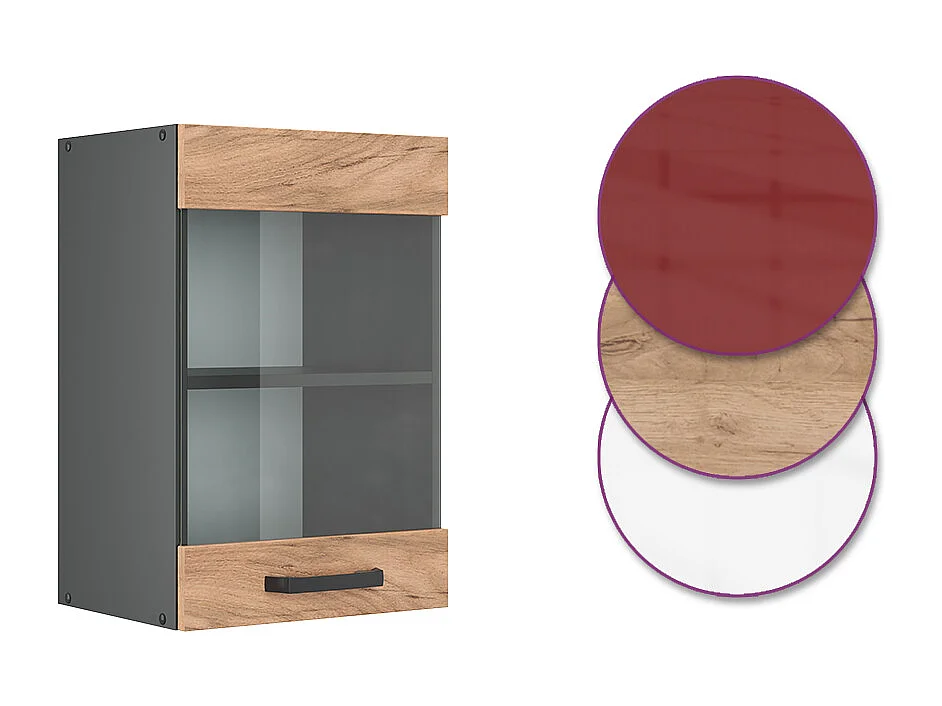 Armario de cocina con vidrio roble dorado 40x31x60 r-line