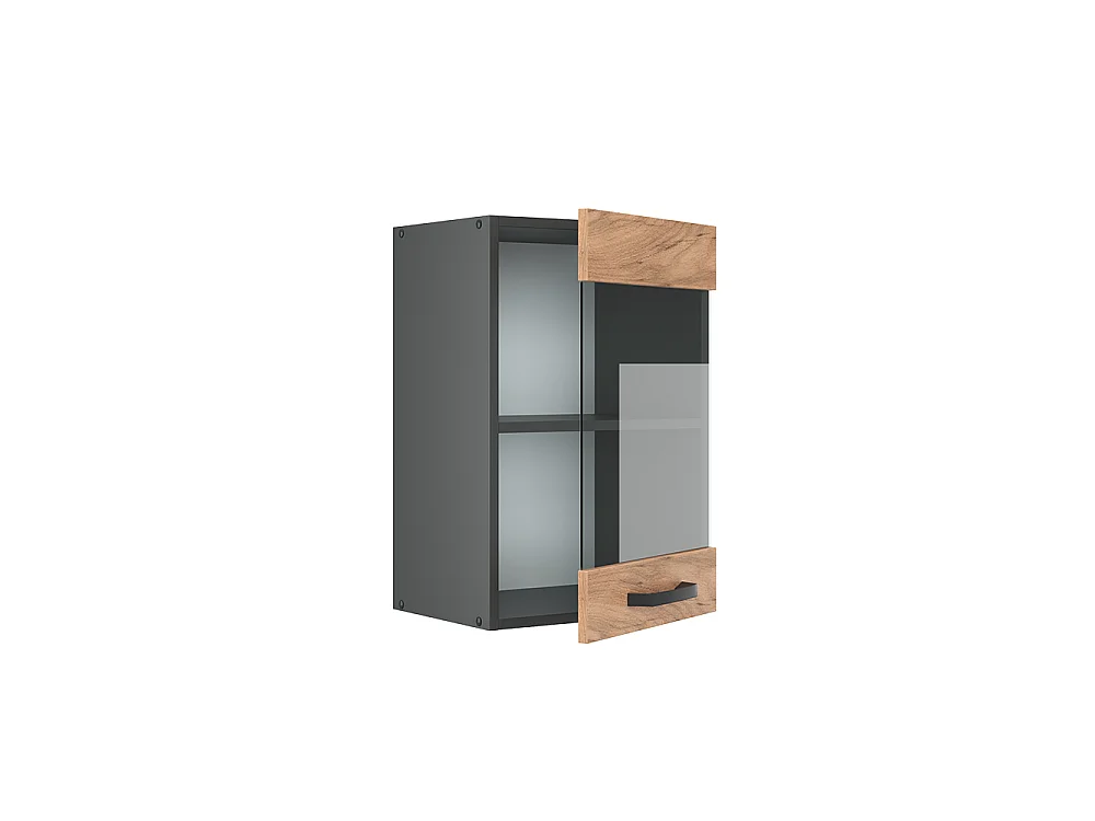 Glazen keukenkast krachtige eik goud 40x31x60 r-line