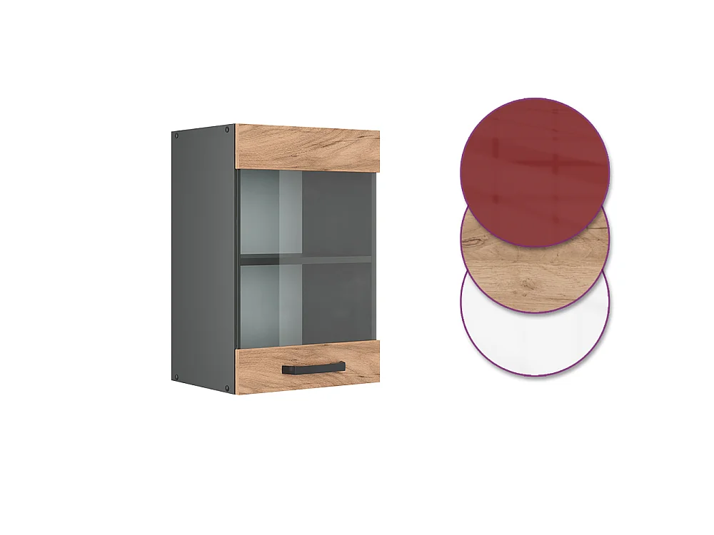 Glazen keukenkast krachtige eik goud 40x31x60 r-line