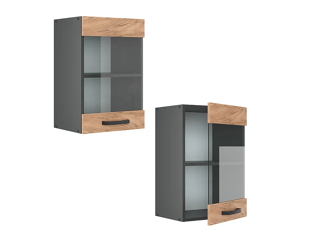 Glazen keukenkast krachtige eik goud 40x31x60 r-line