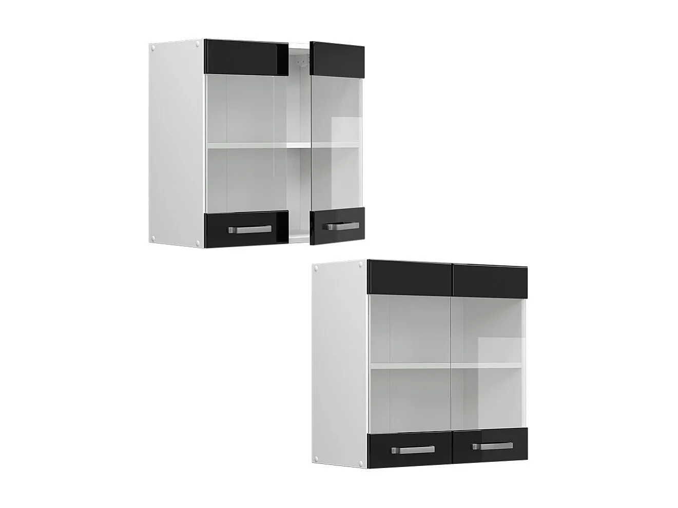 Armario de cocina con vidrio negro brillo intenso 60x31x60 r-line