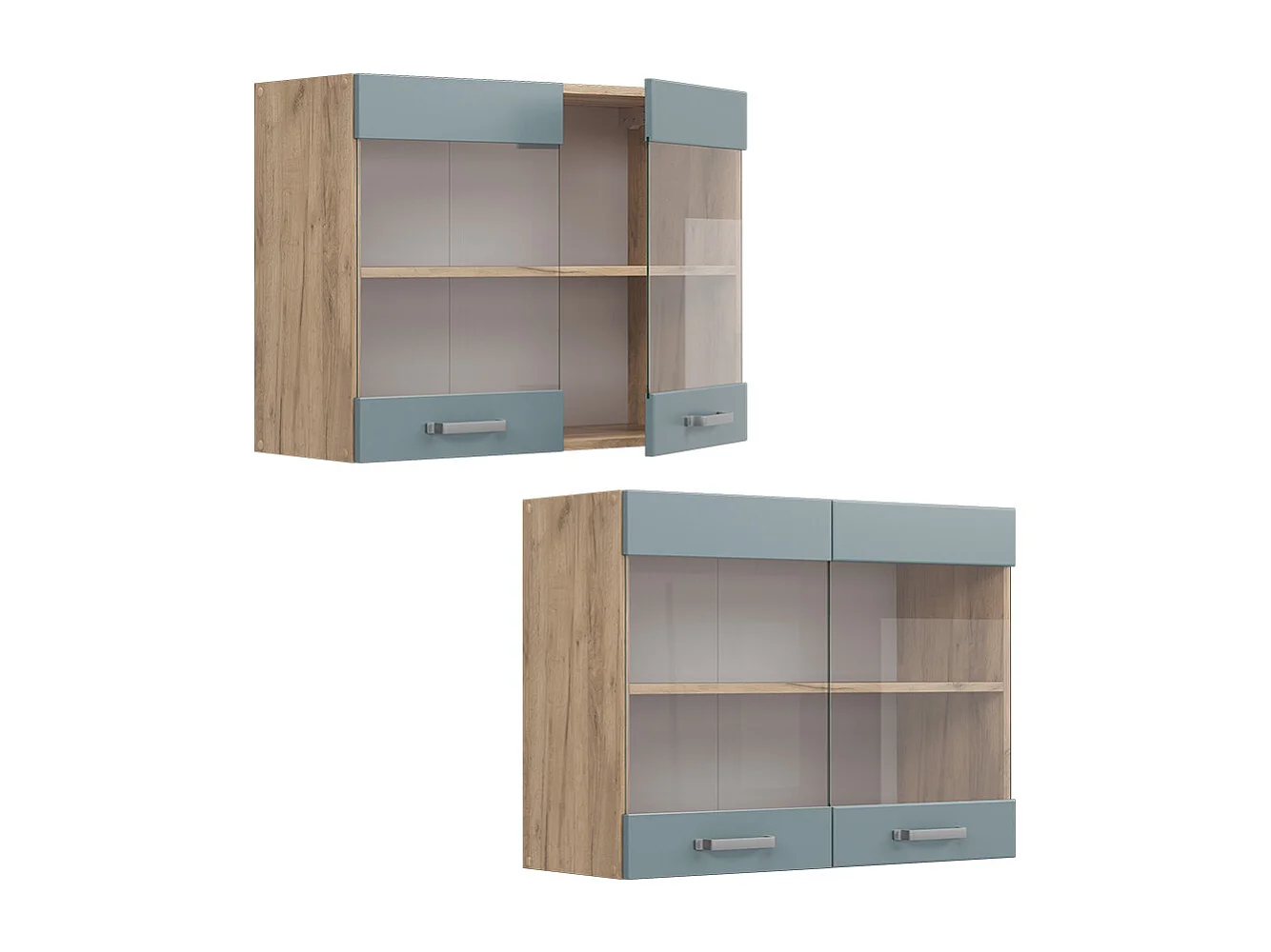 Armario de cocina con vidrio gris azulado 80x31x60 r-line