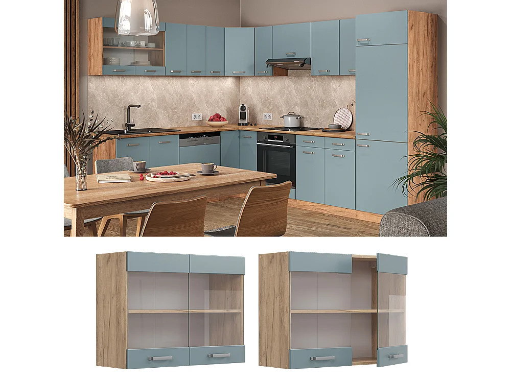 Armoire en verre bleu-gris 80x31x60 r-line